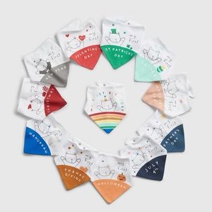 NWT Gap Baby First Favorites Organic Cotton Bibs Set of 12 My First Bibs